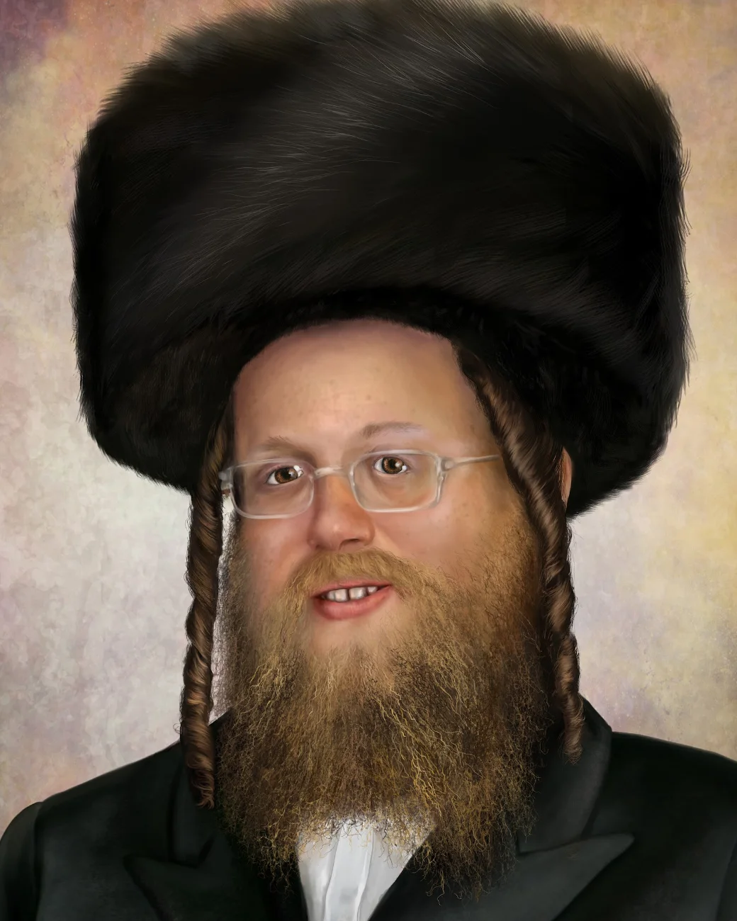 דיוקן הרב קינד זצ"ל אחרי הציור, עבודת יד של נחמי הברפלד